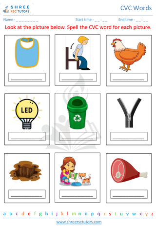 Kindergarten  English worksheet: CVC Words