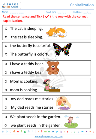 Kindergarten  English worksheet: Capitalization