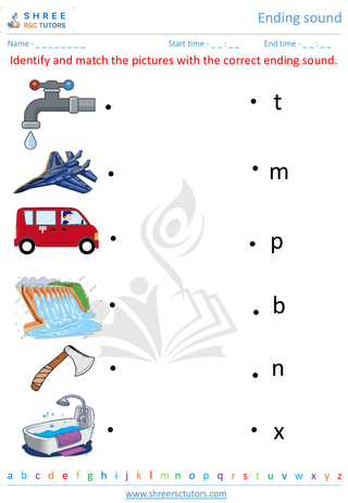 Kindergarten  English worksheet: Ending sound