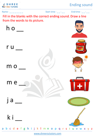 Kindergarten  English worksheet: Ending sound