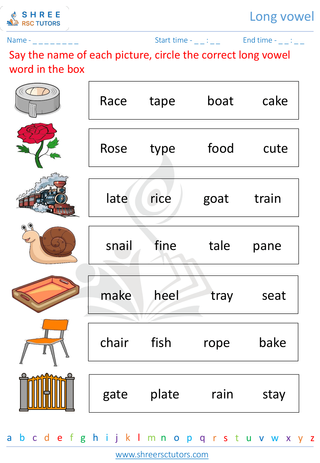 Kindergarten  English worksheet: Long vowel