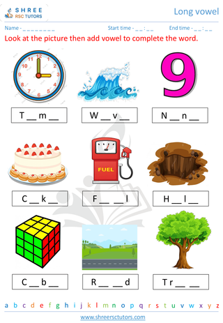 Kindergarten  English worksheet: Long vowel