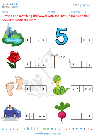 Kindergarten  English worksheet: Long vowel