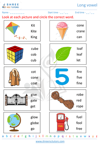 Kindergarten  English worksheet: Long vowel