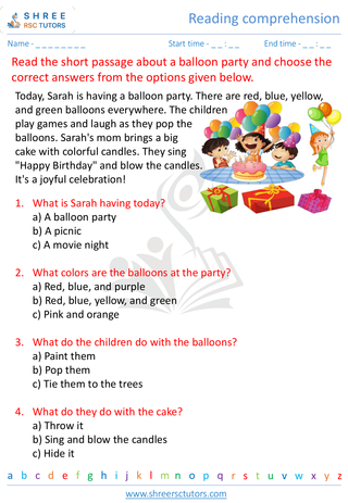 Kindergarten  English worksheet: Reading comprehension
