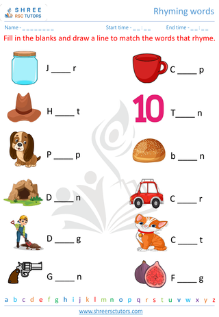 Kindergarten  English worksheet: Rhyming words