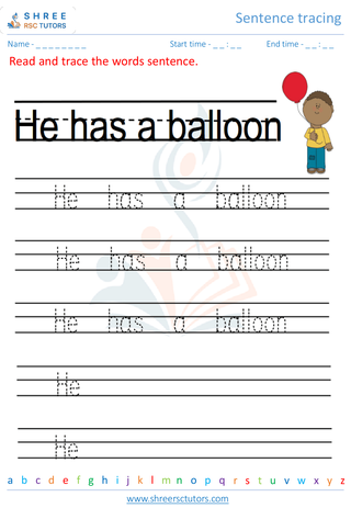 Kindergarten  English worksheet: Sentence tracing
