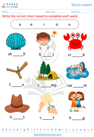 Kindergarten  English worksheet: Short vowel