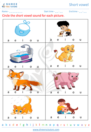 Kindergarten  English worksheet: Short vowel