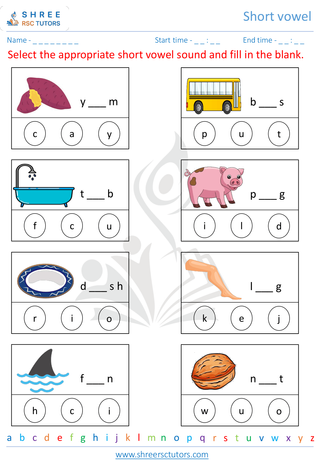 Kindergarten  English worksheet: Short vowel