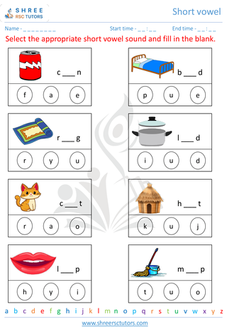 Kindergarten  English worksheet: Short vowel