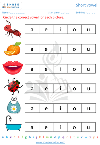 Kindergarten  English worksheet: Short vowel