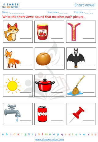 Kindergarten  English worksheet: Short vowel