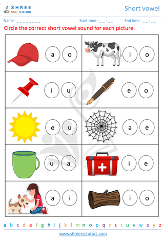 Kindergarten  English worksheet: Short vowel