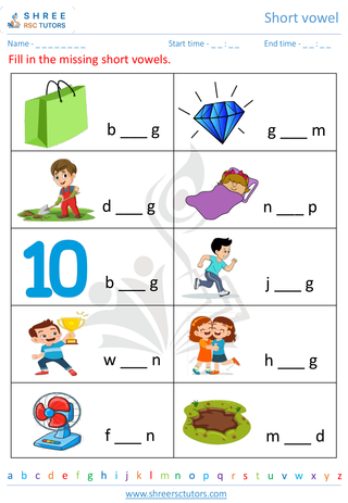 Kindergarten  English worksheet: Short vowel