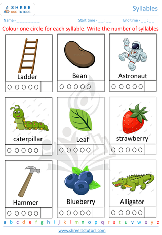 Kindergarten  English worksheet: Syllables