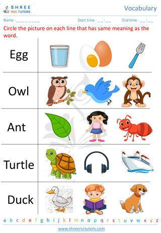 Kindergarten  English worksheet: Vocabulary