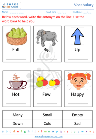 Kindergarten  English worksheet: Vocabulary