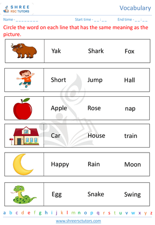 Kindergarten  English worksheet: Vocabulary