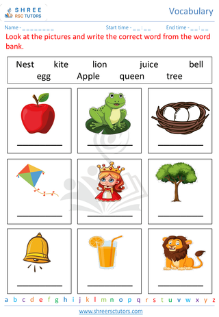 Kindergarten  English worksheet: Vocabulary