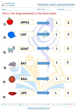 Kindergarten  English worksheet: Vowels and consonants