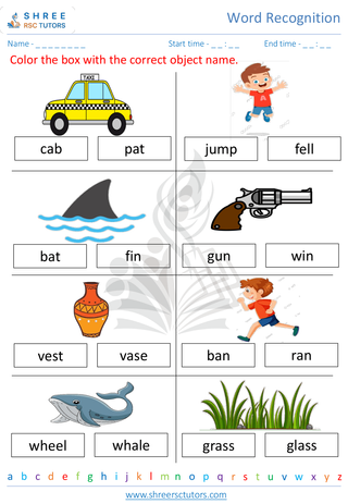 Kindergarten  English worksheet: Word Recognition