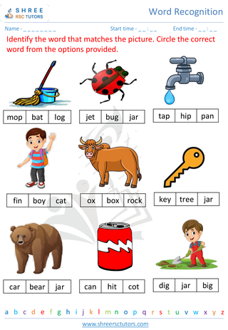 Kindergarten  English worksheet: Word Recognition