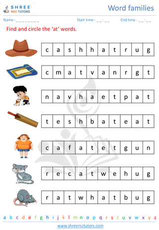 Kindergarten  English worksheet: Word families