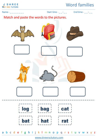 Kindergarten  English worksheet: Word families