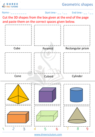 Kindergarten  Maths worksheet: Geometric shapes - Identify 3D Shapes