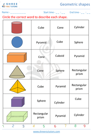 Kindergarten  Maths worksheet: Geometric shapes - Identify 3D Shapes