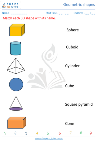 Kindergarten  Maths worksheet: Geometric shapes - Identify 3D Shapes