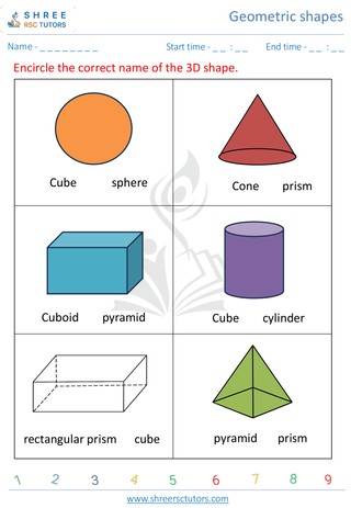 Kindergarten  Maths worksheet: Geometric shapes - Identify 3D Shapes