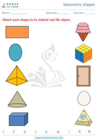 Kindergarten  Maths worksheet: Geometric shapes - Identify 3D Shapes