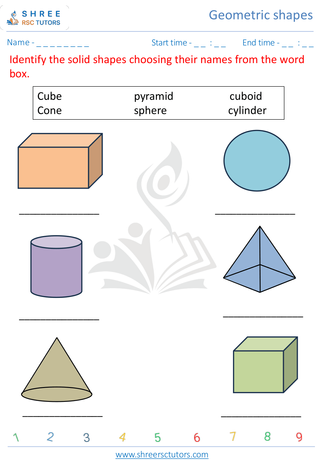 Kindergarten  Maths worksheet: Geometric shapes - Identify 3D Shapes