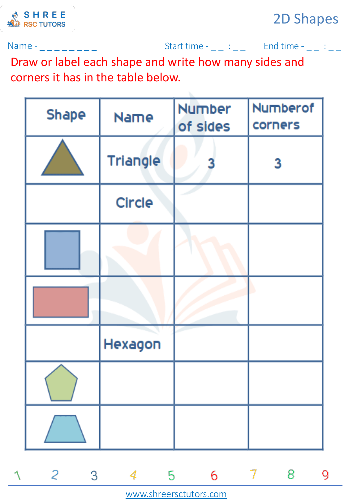 Kindergarten  Maths worksheet: Geometric shapes - Identify and Draw 2D Shapes