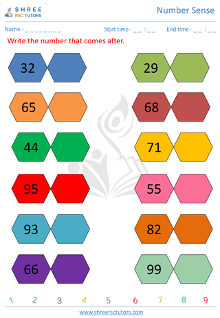 Kindergarten  Maths worksheet: Number sense - After numbers