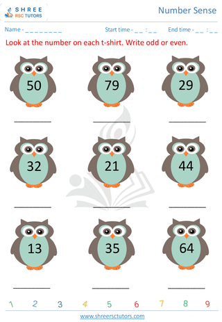 Kindergarten  Maths worksheet: Number sense - Even and Odd Numbers