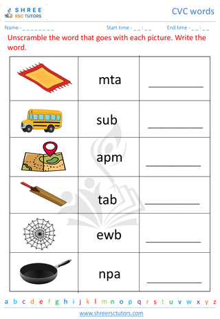 Pre Kindergarten  English worksheet: CVC Words