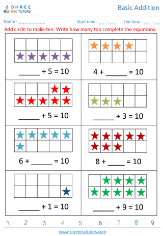 Pre Kindergarten  Maths worksheet: Basic Addition - Add upto 10