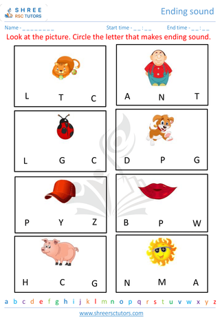 Pre Kindergarten  English worksheet: Ending sounds