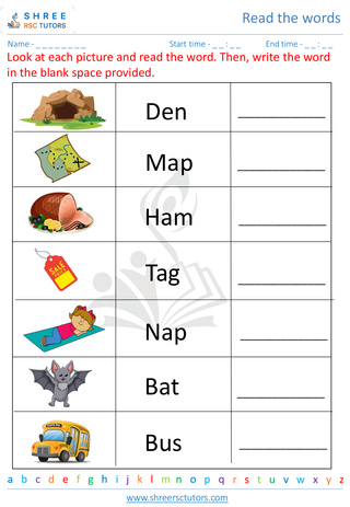 Pre Kindergarten  English worksheet: Read the words