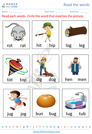 Pre Kindergarten  English worksheet: Read the words