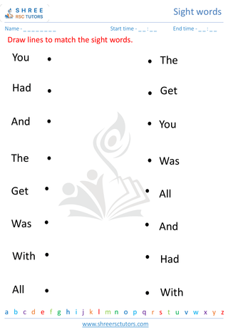 Pre Kindergarten  English worksheet: Sight words
