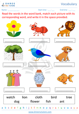 Pre Kindergarten  English worksheet: Vocabulary