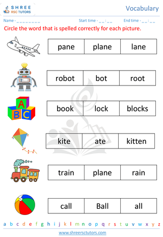 Pre Kindergarten  English worksheet: Vocabulary