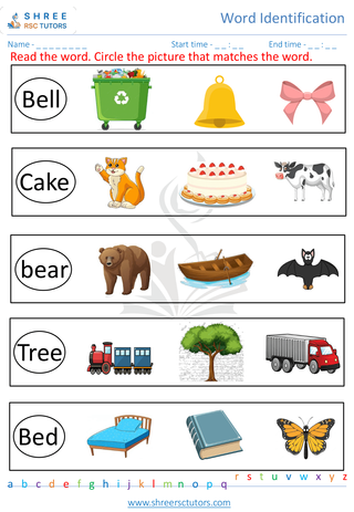 Pre Kindergarten  English worksheet: Word Identification