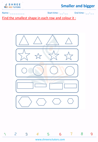 Pre Kindergarten  Maths worksheet: Comparison - Smaller and bigger sense