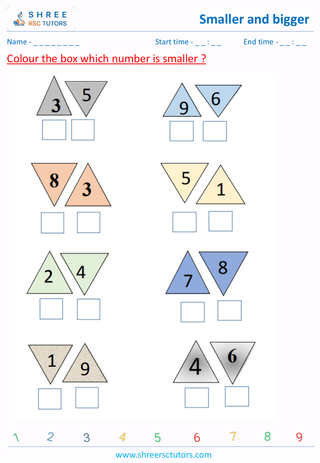 Pre Kindergarten  Maths worksheet: Comparison - Smaller and bigger sense