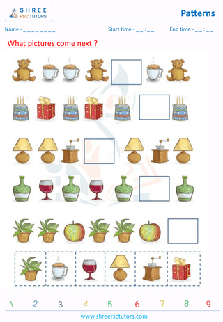 Pre Kindergarten  Maths worksheet: Patterning